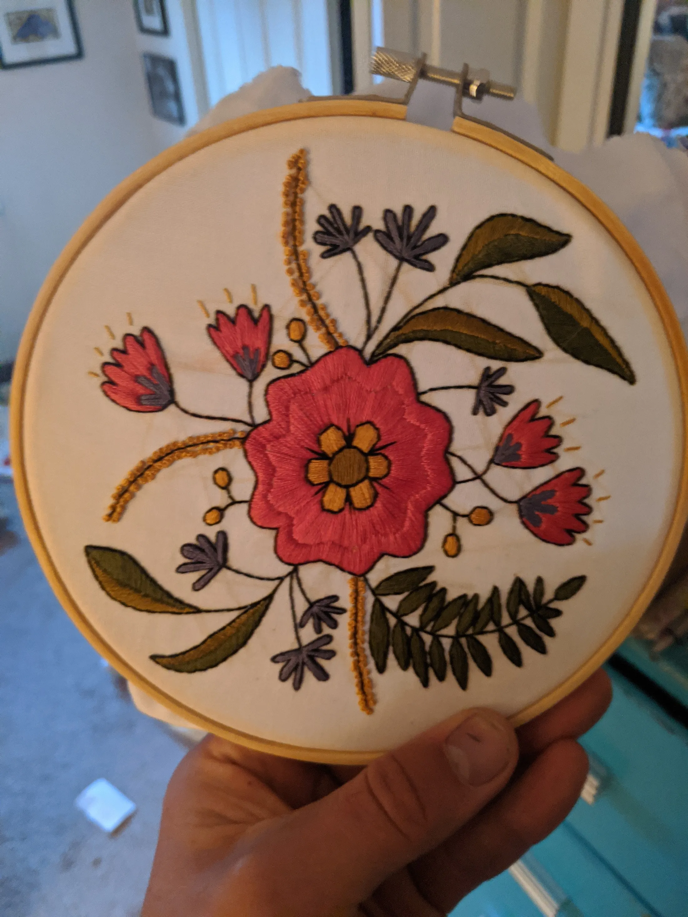 Mantel bordado (Bordado): flores de mi abuela. Foto de muestra.